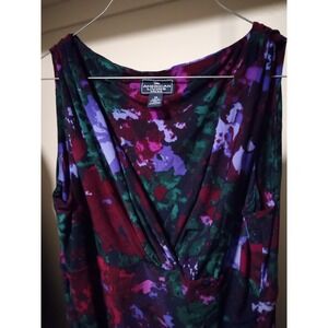 American Living Size 14 Colorful Stretch Knit Dress Ruched Faux Wrap‎